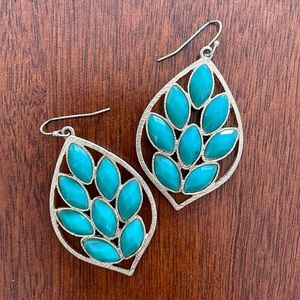 Turquoise and gold leaf shape earrings